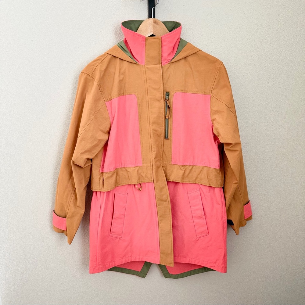 J. Crew Colorblock Lightweight Jacket, Caramel/Coral - XXS